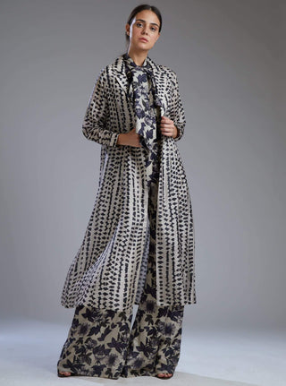 Koai-White & Black Dabu Print Cape-INDIASPOPUP.COM