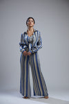 Koai-Blue & Beige Striped Shirt-INDIASPOPUP.COM