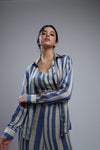 Koai-Blue & Beige Striped Shirt-INDIASPOPUP.COM