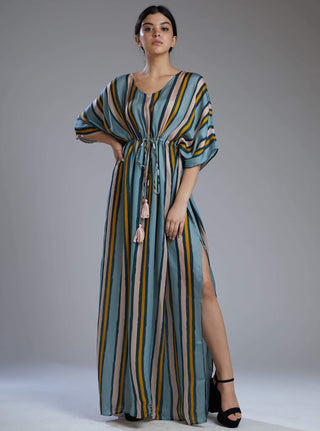 Koai-Multicolor Stripe Kaftan Dress-INDIASPOPUP.COM