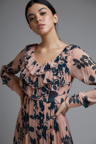 Koai-Teal & Pink Floral Dress-INDIASPOPUP.COM