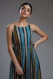 Koai-Multicolor Stripe Flare Long Dress-INDIASPOPUP.COM