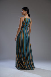 Koai-Multicolor Stripe Flare Long Dress-INDIASPOPUP.COM