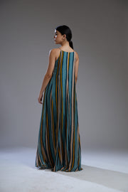 Koai-Multicolor Stripe Flare Long Dress-INDIASPOPUP.COM