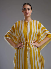 Koai-Yellow & White Stripe Kaftan-INDIASPOPUP.COM