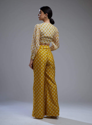 Koai-Cream & Yellow Top With Pants-INDIASPOPUP.COM