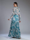Koai-Sky Blue & White Floral Frill Top With Skirt-INDIASPOPUP.COM