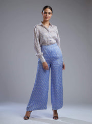 Koai-White & Blue Polka Dot Shirt With Pants-INDIASPOPUP.COM