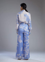 Koai-White & Blue Floral Shirt With Pants-INDIASPOPUP.COM