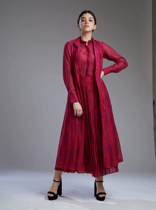 Koai-Dark Pink Shirt & Skirt With Cape-INDIASPOPUP.COM