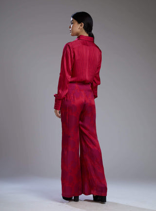Koai-Dark Pink Stripe Shirt With Pants-INDIASPOPUP.COM