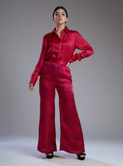 Koai-Dark Pink Stripe Shirt With Pants-INDIASPOPUP.COM
