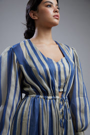 Koai-Blue & Beige Stripe Cape-INDIASPOPUP.COM