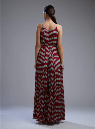 Koai-Red & Beige Stripe Dress-INDIASPOPUP.COM