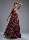Koai-Red & Beige Stripe Dress-INDIASPOPUP.COM