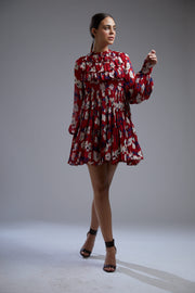 Koai-Red & White Floral Short Dress-INDIASPOPUP.COM