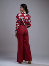 Koai-Red & White Floral Frill Collar Shirt With Pants-INDIASPOPUP.COM
