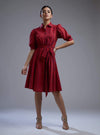 Koai-Red & Blue Stripe Long Shirt Dress Belt-INDIASPOPUP.COM