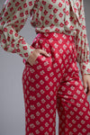 Koai-Beige & Pink Motif Bow Shirt With Pants-INDIASPOPUP.COM