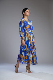 Koai-Sky Blue & Indigo Flowelong Dress-INDIASPOPUP.COM