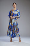 Koai-Sky Blue & Indigo Flowelong Dress-INDIASPOPUP.COM