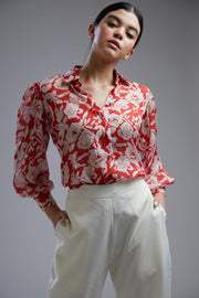 Koai-Red & White Floral Shirt With Pants-INDIASPOPUP.COM