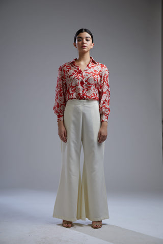 Koai-Red & White Floral Shirt With Pants-INDIASPOPUP.COM