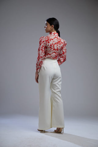 Koai-Red & White Floral Shirt With Pants-INDIASPOPUP.COM