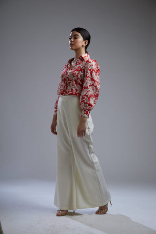 Koai-Red & White Floral Shirt With Pants-INDIASPOPUP.COM