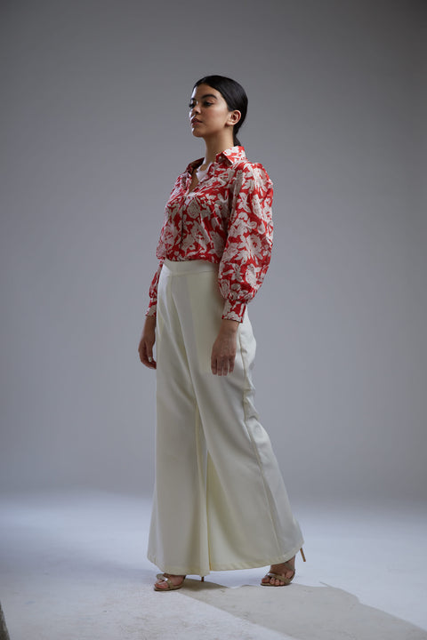 Koai-Red & White Floral Shirt With Pants-INDIASPOPUP.COM