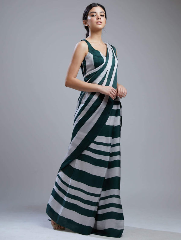 Koai-Dark Green & White Stripe Bustier-INDIASPOPUP.COM