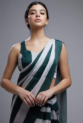 Koai-Dark Green & White Stripe Bustier-INDIASPOPUP.COM