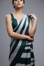 Koai-Dark Green & White Stripe Bustier-INDIASPOPUP.COM