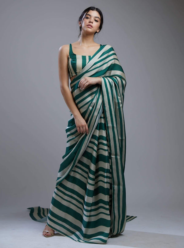 Koai-Green & Beige Stripe Bustier-INDIASPOPUP.COM