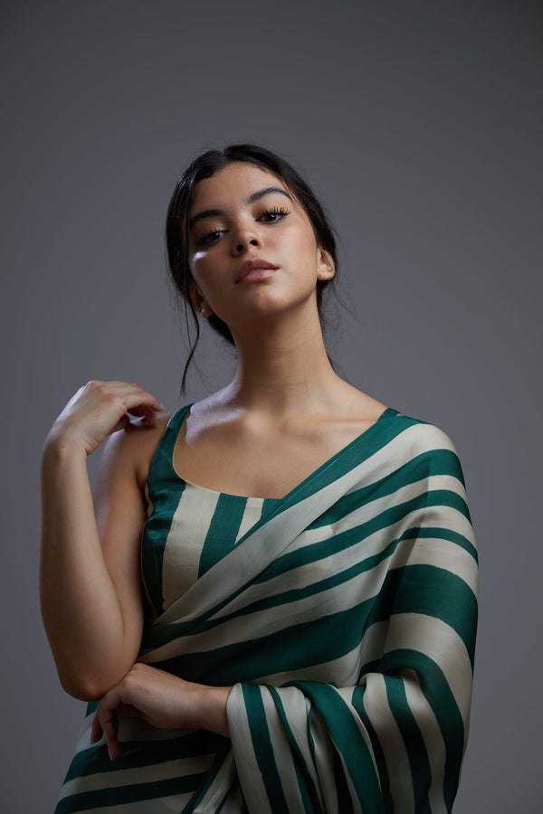 Koai-Green & Beige Stripe Bustier-INDIASPOPUP.COM