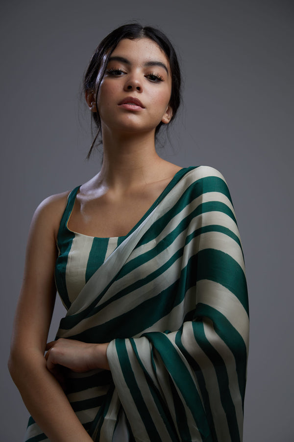 Koai-Green & Beige Stripe Bustier-INDIASPOPUP.COM