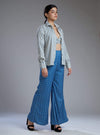 Koai-White & Blue Booti Pants With Blouse-INDIASPOPUP.COM