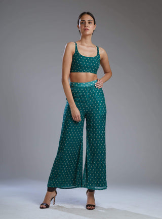 Koai-Green & White Polka Bustier With Shirt Set-INDIASPOPUP.COM