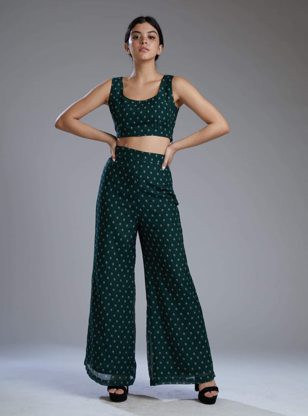Koai-Green & Beige Polka Bustier With Shirt Set-INDIASPOPUP.COM
