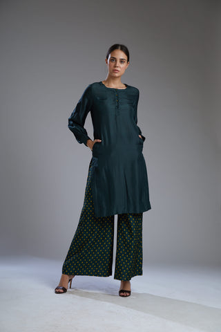 Koai-Dark Green Plain Tunic With Pants-INDIASPOPUP.COM