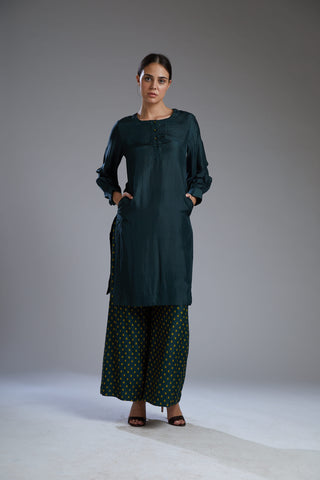 Koai-Dark Green Plain Tunic With Pants-INDIASPOPUP.COM