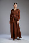 Koai-Brown Plain Shirt Dress-INDIASPOPUP.COM