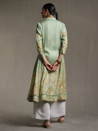 Ritu Kumar-Green Botanical Print Kurta-INDIASPOPUP.COM