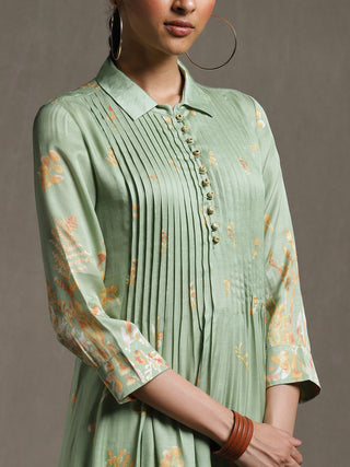 Ritu Kumar-Green Botanical Print Kurta-INDIASPOPUP.COM