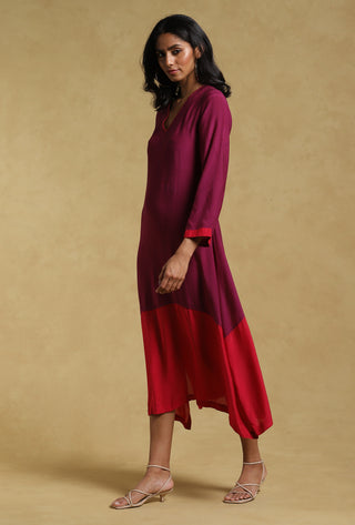 Ritu Kumar-Purple Color Block Kurta-INDIASPOPUP.COM