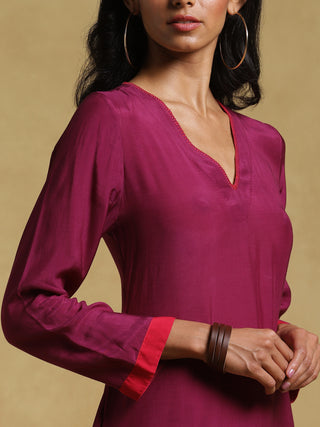 Ritu Kumar-Purple Color Block Kurta-INDIASPOPUP.COM