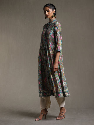 Ritu Kumar-Green Paisley Print Kurta-INDIASPOPUP.COM