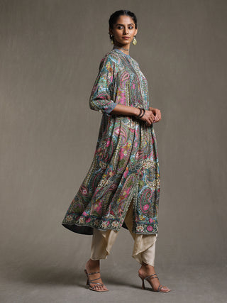 Ritu Kumar-Green Paisley Print Kurta-INDIASPOPUP.COM