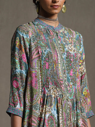 Ritu Kumar-Green Paisley Print Kurta-INDIASPOPUP.COM