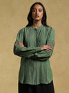 Ritu Kumar-Green Lace Insert Kurti-INDIASPOPUP.COM